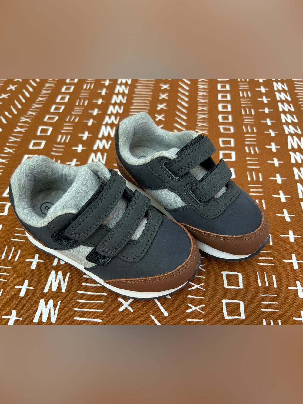 NWOT Kids Casual Velcro Sneakers - Black & Brown
